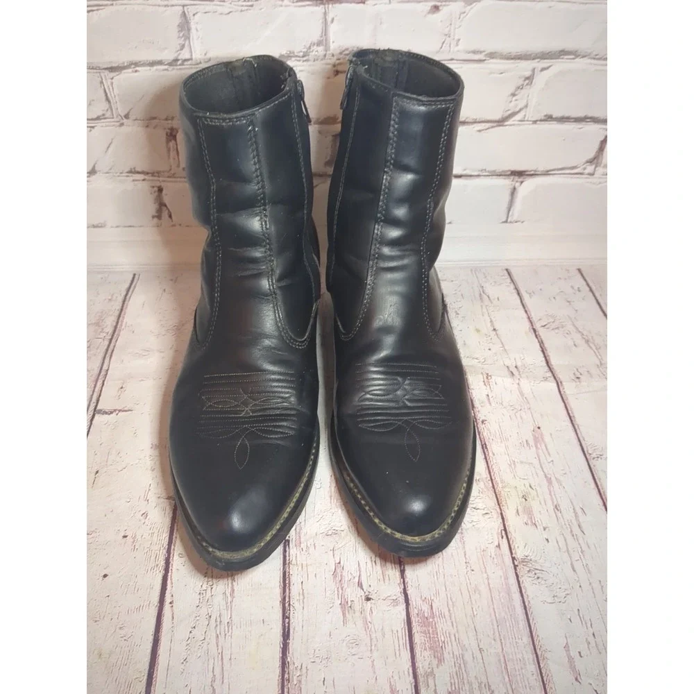 LAREDO Fletcher Western Leather Side-Zip Ankle Boots 62001 Men's Size 10EW